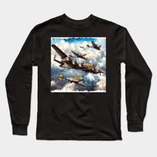 Fantasy illustration of WWII aircraft in battle Long Sleeve T-Shirt